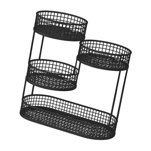MagiDeal Tazón de Canasta de Frutas para Servir Bandeja para Servir, ahorrador de Espacio de Espacio de múltiples Niveles de múltiples Niveles, Rejilla de, Negro