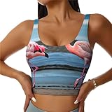 Chaleco deportivo para mujer, estampado de flamencos en la playa, atlético, gimnasio, yoga, perfecto para entrenamientos de verano y uso casual, Negro -, XL