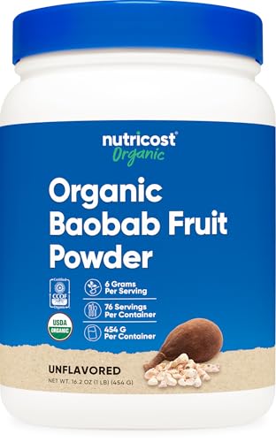 Nutricost Organic Baobab Fruit Powder Unflavored (1 LB) - Vegan, GMO-Free, Gluten Free