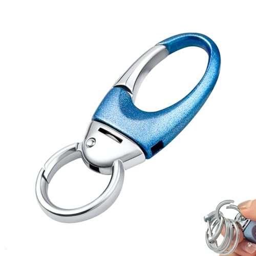 Image of Heavy Duty Keychain with Quick Release Double Carabiner Clip, Key Rings, D Ring, Car Key Holder for Belt Loop