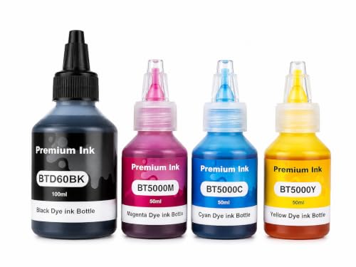 Image of ROHINK Premium Refill Ink Bottles for Brother Printers, T220, T300, T310, T420, T500, T520, T820, T920, T510, T910, T710, T4500W, T800W, T710W (100ml BLK, 50ml C Y M)