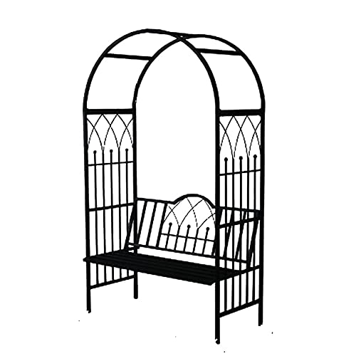 Arbours, Garden Arbours, Wrought Iron Flower Stand with Chair Outdoor Garden Climbing Frame