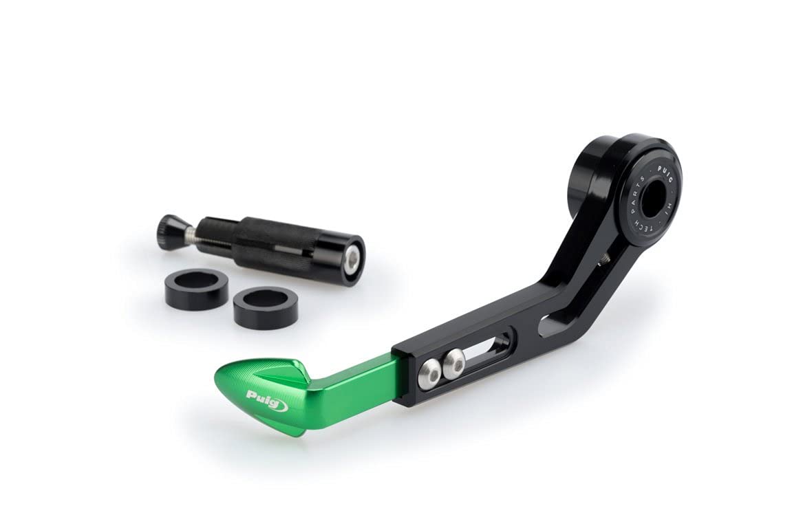 Puig 3877V Brems- und Kupplungshebelschutz aus CNC-gefrästem Aluminium mit einstellbarem System für maximale Sicherheit und Kontrolle beim Fahren, Grün