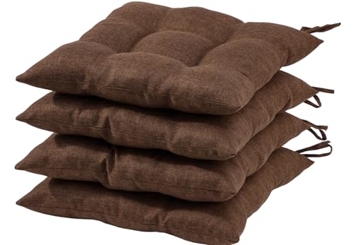 HAMO Seat Pad Cushions for Dining Chairs Set of 4, 40x40 cm, 16x16 inches (Brown)