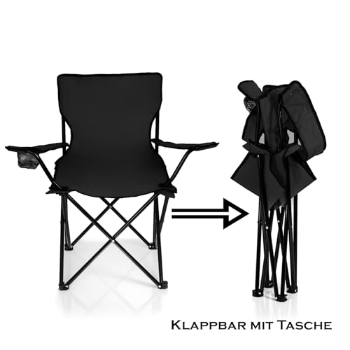 BigDean Faltstuhl SCHWARZ Campingstuhl Anglerstuhl mit Getränkehalter & Tragetasche - Anglersessel klappbar - Klappstuhl Gartenstuhl Faltstuhl Relaxsessel Angelsessel faltbar – Bild 5