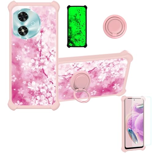 jioeuinly Case Compatible for Honor Play 50m Phone Case Cover [with Tempered Glass Screen Protector][Hard PC + Soft Silicone][Ring Support] [Luminous Effect] YGF-MH
