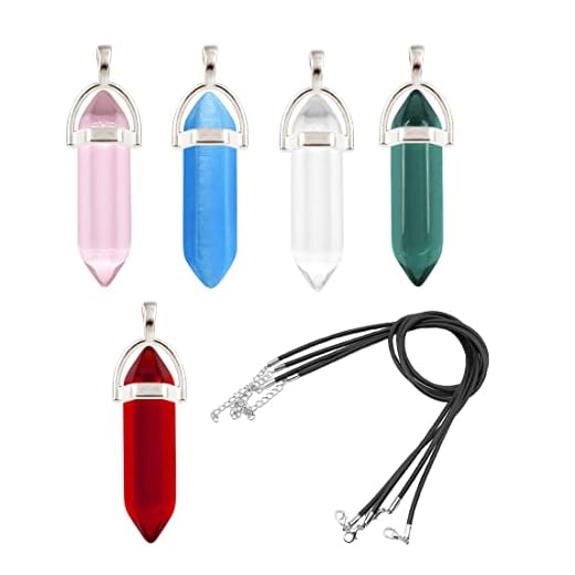5 Piezas Colgante de piedra natural, Collar piedras naturales, Cuarzo piedra natural, Colgante de cristal, Viene con 5 cuerda de cuero, Para hacer un collar de piedras preciosas (5 colores)