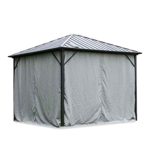 Home Deluxe – Vorhänge LED Solar Pavillon Azur – Farbe Grau – 100% Polyester – UV Beständig
