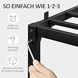 Yaheetech Bettrahmen 90 x 190 cm Metallbett Bettgestell aus Metall, Modern Jugendbett mit Lattenrost, Doppelbett Einzelbett Schwarz 41cm H
