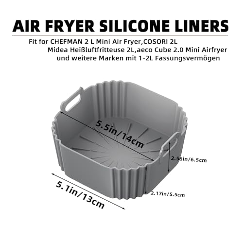 2 moldes de silicona para freidoras de aire caliente, accesorios para freidoras Chefman 2L Mini/Cosori 2L/Midea 2L/Aeco Cube 2.0, reutilizable Air Fryer silicona para 1 L – 2 L, Accesories Airfryer - imagen 2