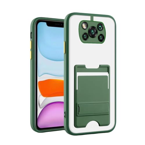 Image of Case Creation for Poco X3 Pro Case with Stand [Military Drop Protection] [3 Stand Built-in Kickstand] Shockproof Slim Translucent Matte Card Holder for Xiaomi Poco X3 Pro Phone Cases (Olive Green)