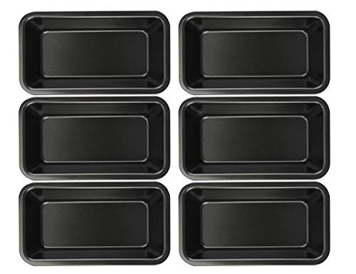 Lawei 6 Piece Non-Stick Mini Loaf Pan - 3.5 x 6 Inch Carbon