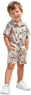 Luxvers Kids Tropical Leaf Print Shirt and Shorts Set - Boys & Girls Summer 2 Piece Button Down Outfit Price In India