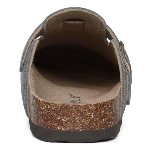 Image of ODOLY Genuine Suede Clogs for Women Men Soft Cork Footbed Leather Mules Comfort Potato Shoes with Arch Support