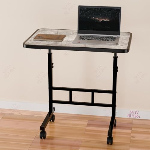 Image of Multi-Purpose Laptop Table, Study Table| Heavy Duty Bed Table| Adjustable for Height, Portable for Office, Work Form Home | DIY Table, Easy to Asembl (Adjustable MARBLEDARK)