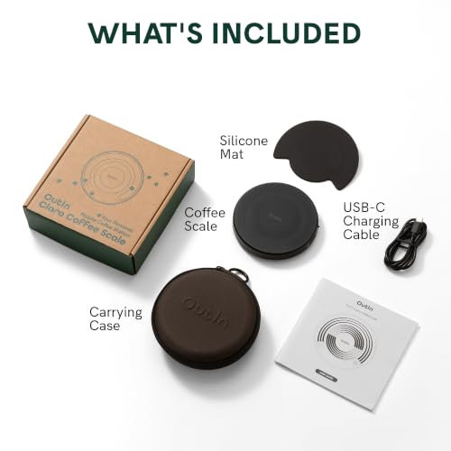 Miniatura 7 de Outin Claro Báscula Portátil Para Café, Medición 2 Kg 0,1 G De Alta Precisión, Modo Pour Over Con Temporizador, Recargable Con Bolsa Protectora