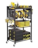 VEVOR Chariot à Outils, 4 Niveaux, Chariot Servante d'Atelier à roulettes, Capacité de Charge 68 kg, Rangement d'Outils Électriques, Support de Perceuse, pour Garage, Atelier de Réparation, Noir