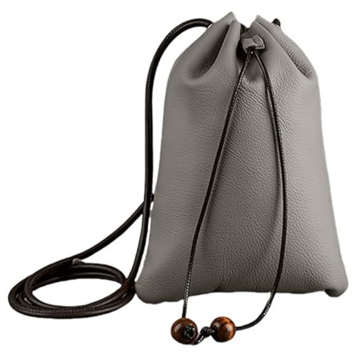 Greabuy Bolsos de hombro para mujer, llamativos, de piel sintética, con cordón, bolso cruzado delicado para monedas y teléfono, para uso diario, bolsa de compras para mujer, Gray