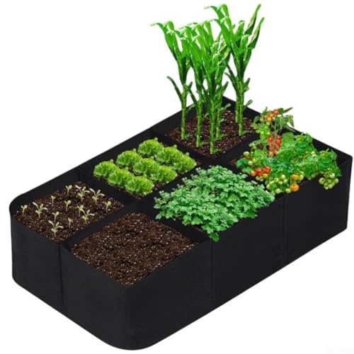 Honseadek Lot de 6 sacs en feutre non tissés pour parterres de jardin, réutilisables, en tissu surélevé, pour fleurs, herbes, sacs multigrilles portables et légers