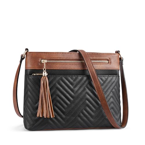 Image of BOSTANTEN Crossbody Purses for Women Medium Shoulder Bag Quilted Handbags with Zipper Pocket