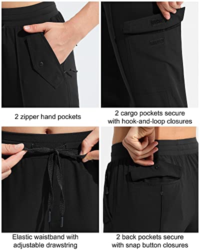 Poliva Women's Cargo Hiking Pants Lightweight Joggers Quick Dry Golf Travel Casual Athletic Pants Water Resistant Black L #TOP3