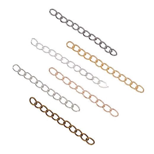 PandaHall 600pcs 6 Couleurs Rallonges de Bracelet, Prolongateurs de Collier Chaînes d'extension de Cheville pour la Fabrication de Bijoux, 50 mm de Long