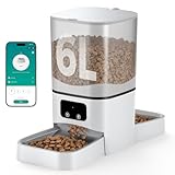 Automatic Cat Feeder 2 Cats, 6L Large Capacity Cat Food Dispenser with 2 Stainless Steel Bowls, 2.4G WiFi APP Control Timed Dry Food Feeder for Multiple Pets, Dual Power Supply, 10s Voice Recorder