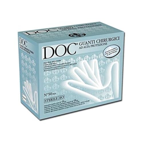 GIMA DOC - Guantes Quirúrgicos Desechables de Látex Puro, con Polvo, Estériles (ETO), Alta Protección, DM clase II, EPI categoría riesgo III, Tamaño 7, Dispensador 50 pares Anatómicos
