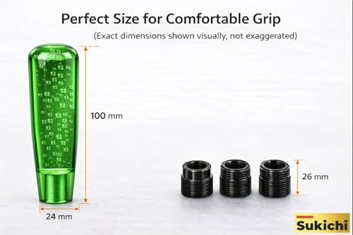 Image of Sukichi 10 cm Premium Car Gear Knob | Universal Fit with Screw Adapters | Stylish Bubble Design Gear Shift Knob | Easy 2-Minute Installation | Interior Custom Accessory (10 cm Bubble, Green)