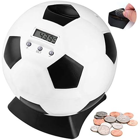 LarmTek Digital Money Box, Soccer Piggy Bank Money Bank with Automatic LCD Display, Large Counting Money Jar Coin Counter for Adults and Kids Football Gifts on Birthday Festivals and any Memorable Day Cover