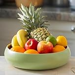 Dehaus® Large Stylish Bamboo Fruit Bowl - 30cm, Sage Green - Wooden Salad Serving Bowl - Fruit Basket for Kitchen or Bread Basket - Table Centrepiece Decoration - Home & Kitchen Tableware Accessories