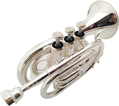 Miniature Trumpet Model, Professional Mini Trumpet Professional Playing Instrument Miniature Trumpet B Flat Pocket Trumpet Nickel Silver Alloy Palm Trumpet Instrument #TOP1
