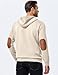 JMIERR Hoodies for men Casual Cotton Textured Long Sleeve Quarter Collar Drawstring Button Pullover Hooded Early Fall Fashion Sweatshirts, S, Beige