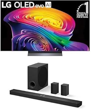 LG 55-Inch Class OLED evo C6 4K Smart TV OLED55C6PUA, 2026 Bundle S90TR 7.1.3-Ch Soundbar, Dolby Atmos, Dolby Vision, Wow Orchestra, WOWCAST, Rear Speakers, Wireless Subwoofer