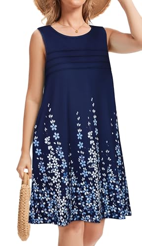 Image of CHICGAL Womens Summer Dresses Casual Loose Pleated Front Tshirt Sleeveless Tank Sundresses with Pockets 2026