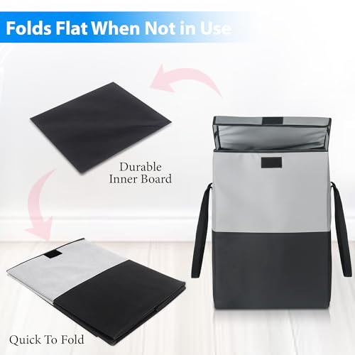 Image of GLUN Black & Grey Regular Use Rectangle Shape Hamper Bag, Pack of 1 Laundry Bag, Perfect for Storing & Organise Clothes, Lightweight, & Double Side Handle Easy to Carry