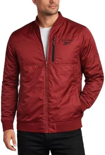 Reebok Jaqueta bomber masculina – Jaqueta corta-vento leve com is...