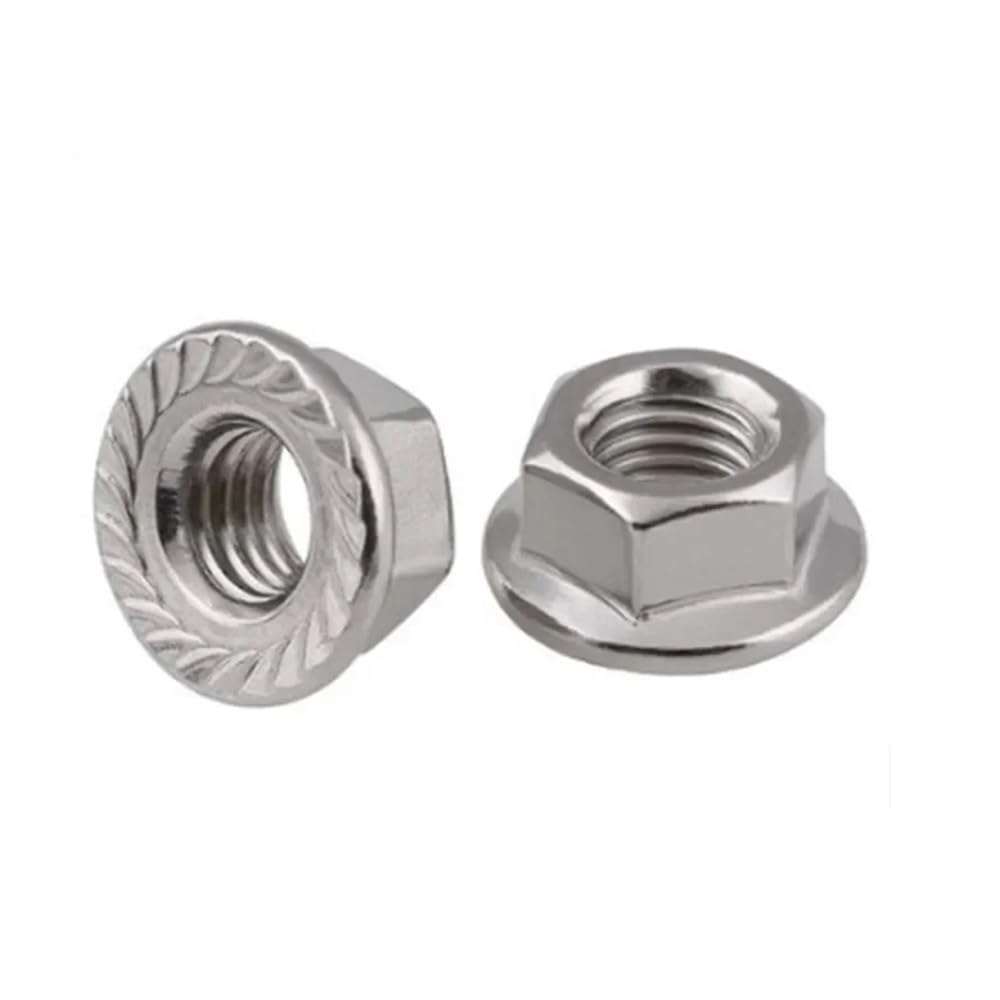 2-10 pezzi M4 M5 M6 M8 M10 M12 in acciaio inossidabile con filettatura inversa, dadi flangiati esagonali, dadi sinistri, inserto di bloccaggio a dentatura rotante(M5 10pcs)