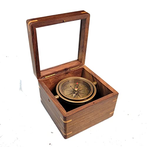 Brújula en caja personalizada con tapa de vidrio biselado miniatura 3