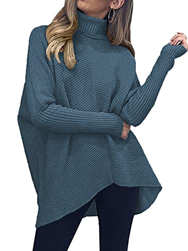 Image of ANRABESS Womens Casual Fall Sweater Turtleneck High Neck Batwing Sleeve Oversized Sweater Dress