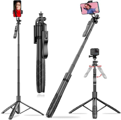 Image of SooPii All-in-One Bluetooth Selfie Stick Tripod with Wireless Remote, 360 Rotation, Extendable & Foldable Stand for Mobile Phones,GoPro & Action camera, Ideal for Vlogging, Travel, and Live Streaming