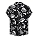 EMAlusher Chemise courte imprimée pour homme avec motif géométrique, chemise courbée avec col rabattable, manches décontractées, chemises pour homme, chemise noire pour homme, Noir , M