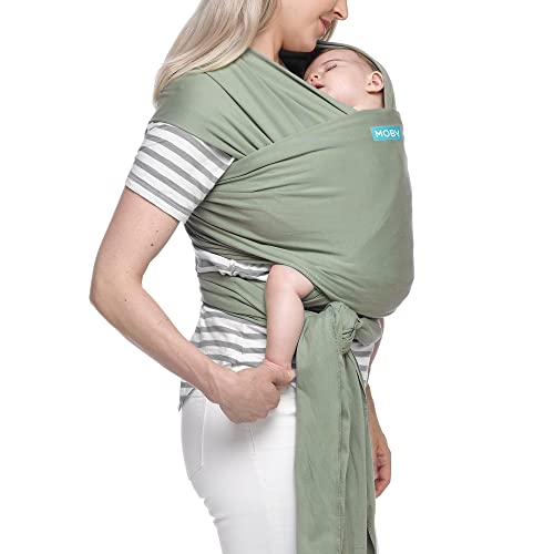 moby baby wrap carrier classic for newborns to toddlers 8-33lbs infant sling carrier lightweight amp hands free design adjustable for all body types pear