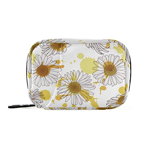 Eyanle Travel Pill Organizer Weekly Small Cute Pill Box Case Holder Container Dispenser 7 Day Medicine Organizer Vitamin Holder Floral Daisy #TOP12