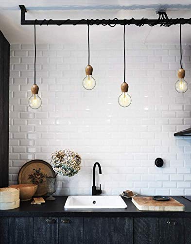 Plafonnier multi suspension bois ajustable luminaire plafond DIY chic