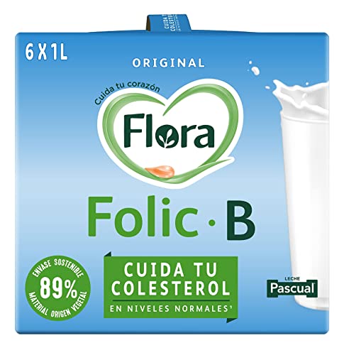 Pascual - Flora Folic B Original - Pack de 6 x 1L - Bebida Láctea con Vitaminas y Bajo en Grasas