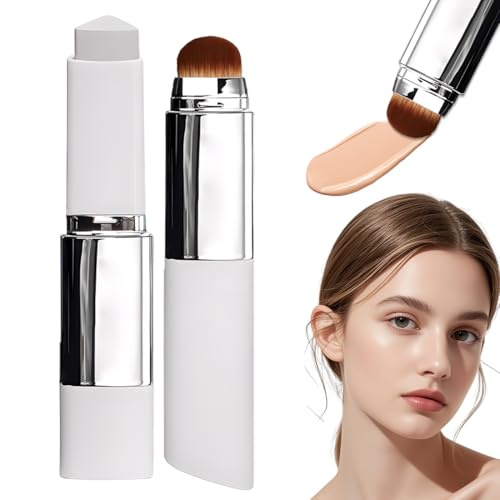 VRYNDH Base Maquillaje Barra Chartming Con Brocha,Crema Blanca Cambia De Color,Corrector Alta Cobertura,Resistente Agua Y Al Sudor - Cobertura Profesional,Base coreana(Color natural l)