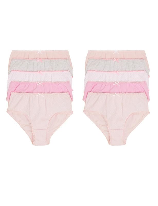 Image of Marks & Spencer Girls Cotton Solid High Rise Knicker (Pack of 10)