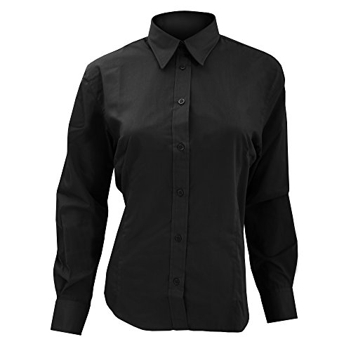 Kustom Kit Ladies Long Sleeve Workforce Shirt (10) (Black)