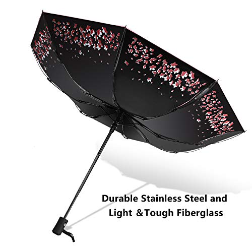 Sun Umbrella-Auto Open Close Folding Rain Umbrella,Waterproof Travel Women Parasol Automatic Umbrella (Pink) #TOP3